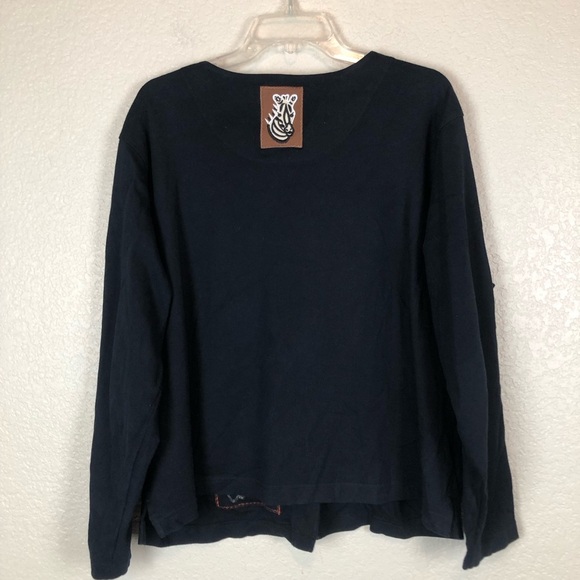 Vintage Bechamel Black Cardigan Teacher Sweater Animal Patches Petites Size 1X - Picture 5 of 8